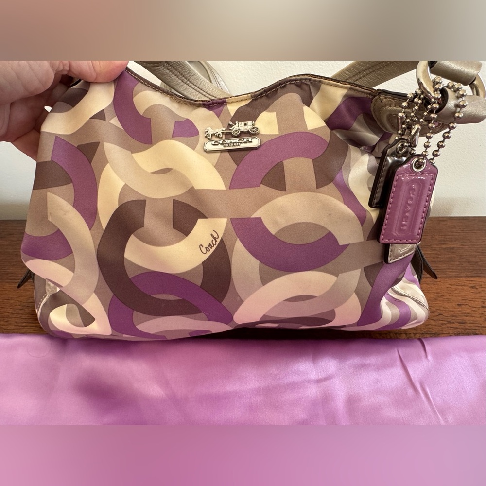 Coach Madison Maggie Hobo Bag - Purple and Gray Chainlink - EUC - Picture 5 of 14